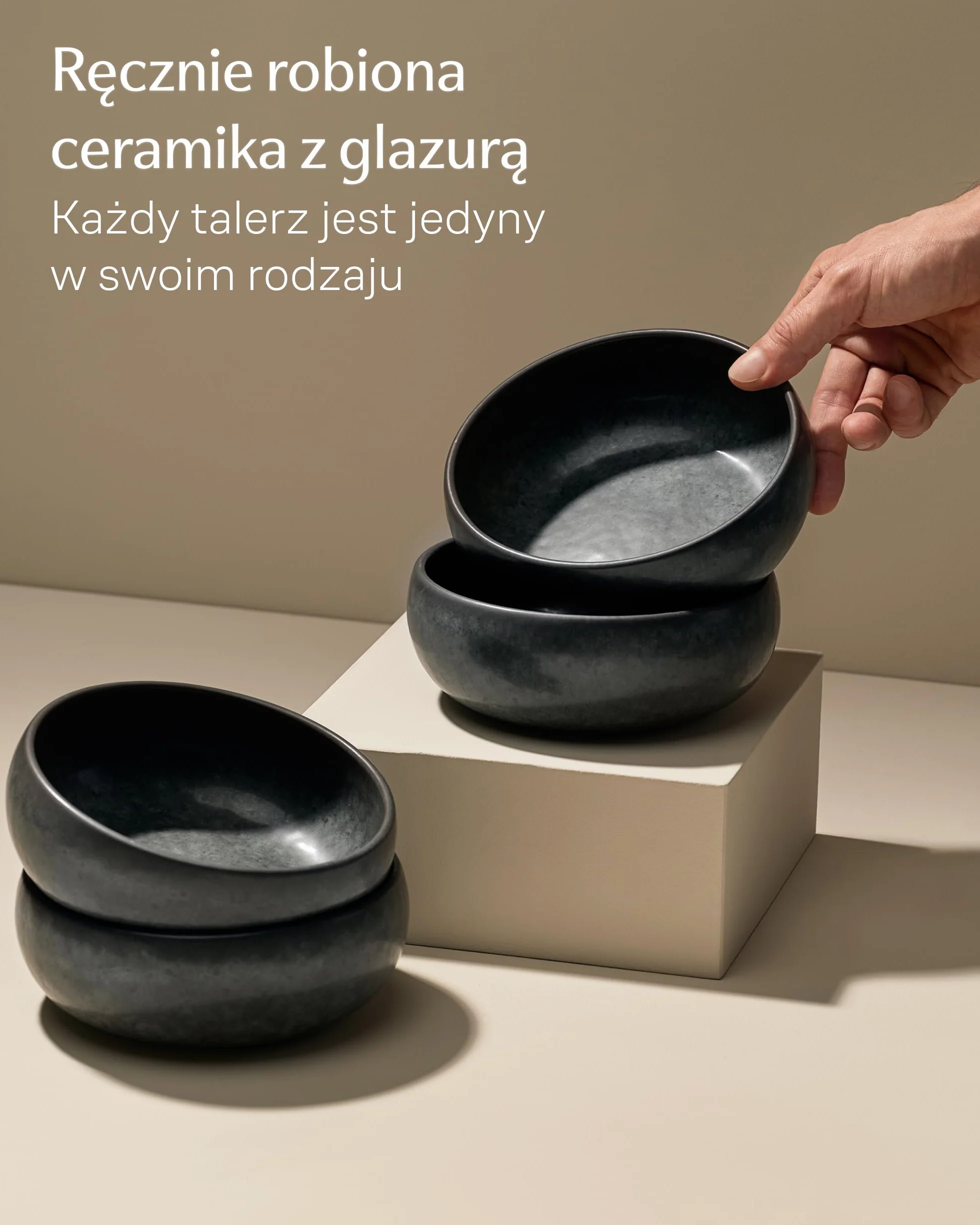 Cosumy Zestaw Misek Ceramicznych 4 Szt. 750 ml – Klasyczne Czarne Miski Śniadaniowe i do Zupy – Zestaw Misek dla 4 Osób do Codziennego Użytku – Do Mikrofalówki i Zmywarki