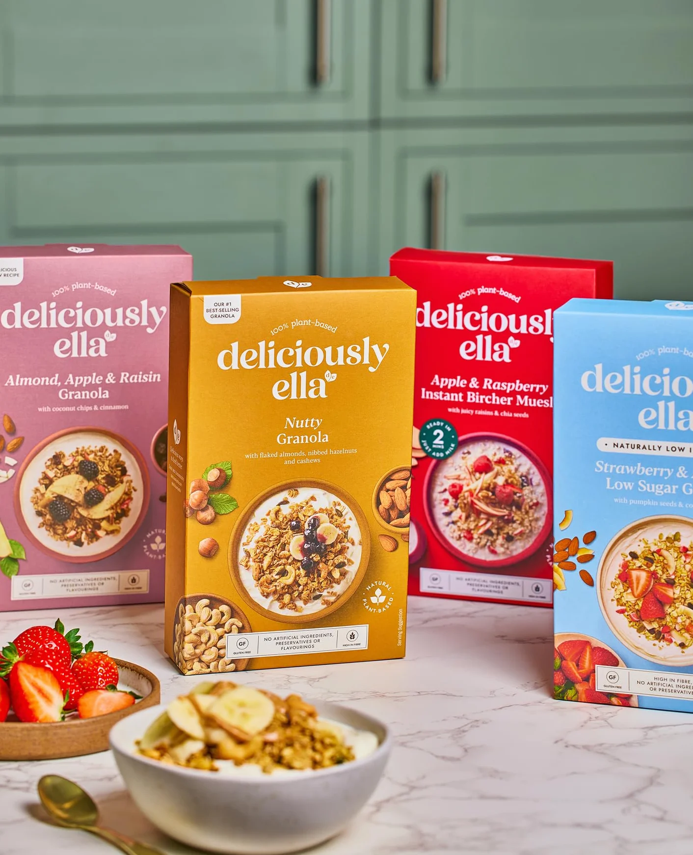 Deliciously Ella - Granola orzechowa, bezglutenowa, przyjazna dla wegan, zdrowe śniadanie, 380 g (6 pudełek)