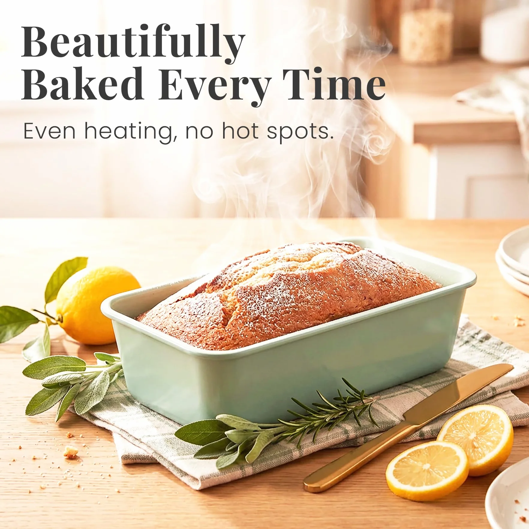 Larder & Vine Zestaw do pieczenia – bez PFAS/PFOS/PTFE, wytrzymała stal aluminiowa z ceramicznym wykończeniem, zawiera blachy, bochenek, puszki na muffiny, okrągłą patelnię, patelnię kwadratową,