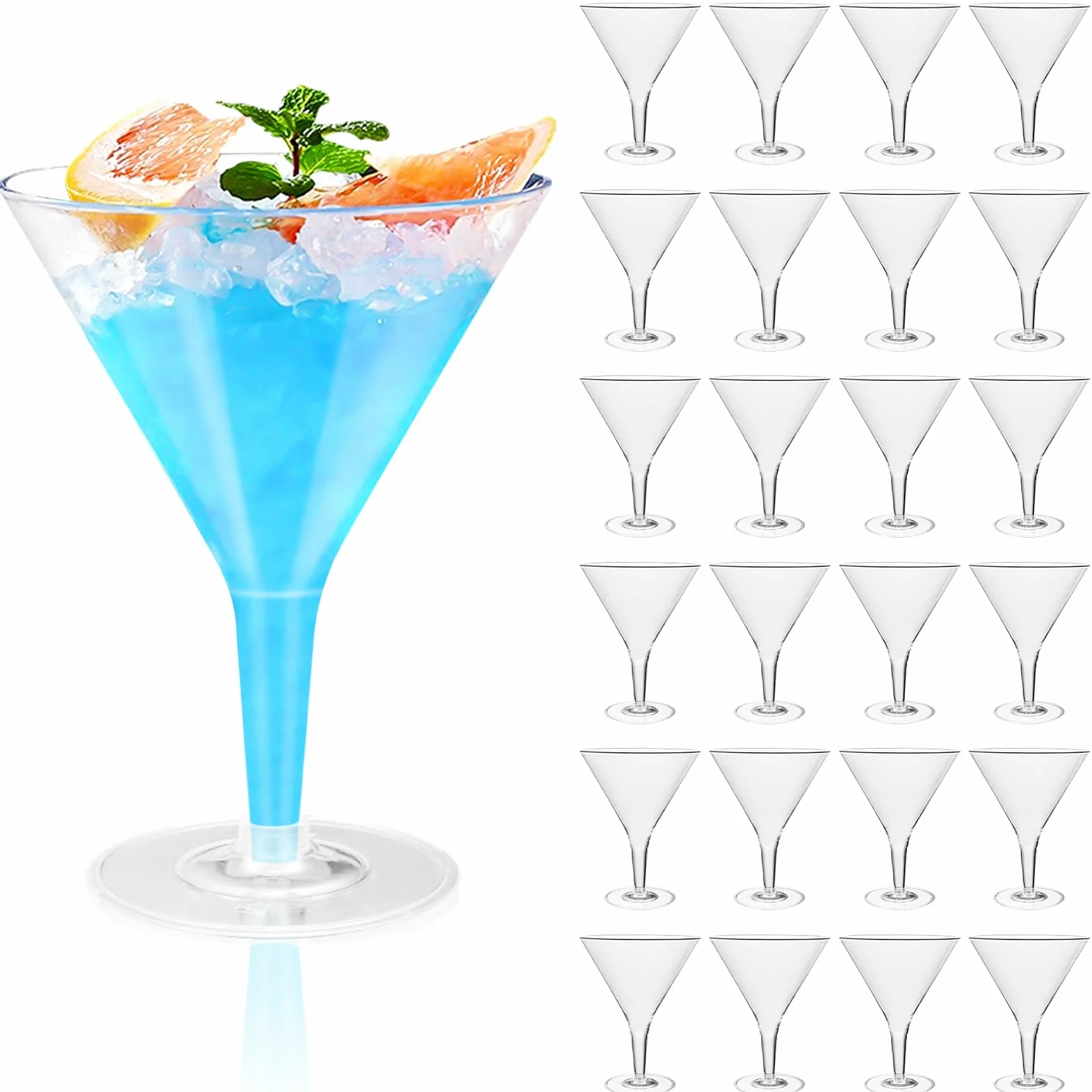 Martini plastikowe kieliszki do szampana 25 sztuk 200 ml wielokrotnego użytku przezroczyste