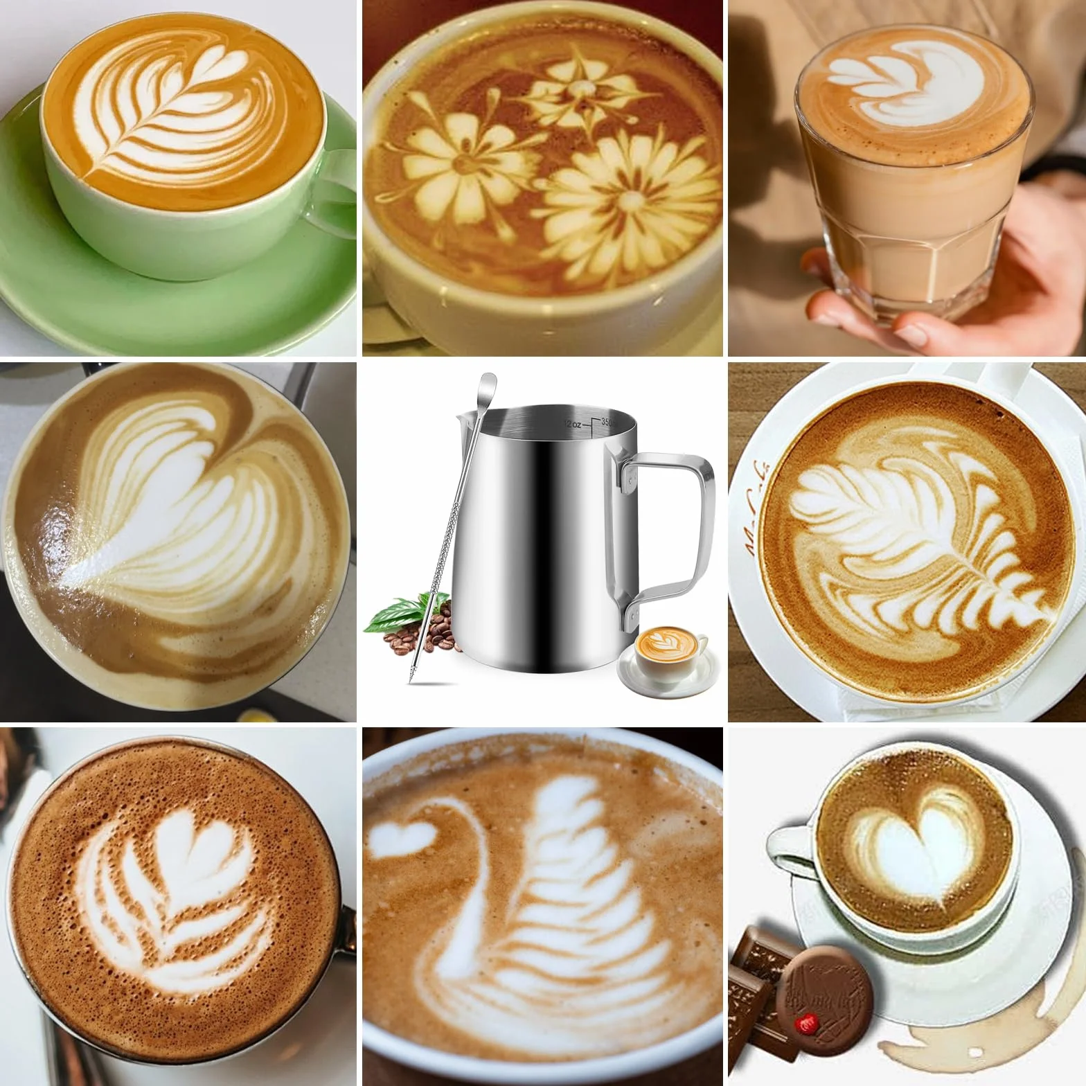 Dzbanek na mleko ze stali nierdzewnej 304 350 ml do spieniania Latte Art