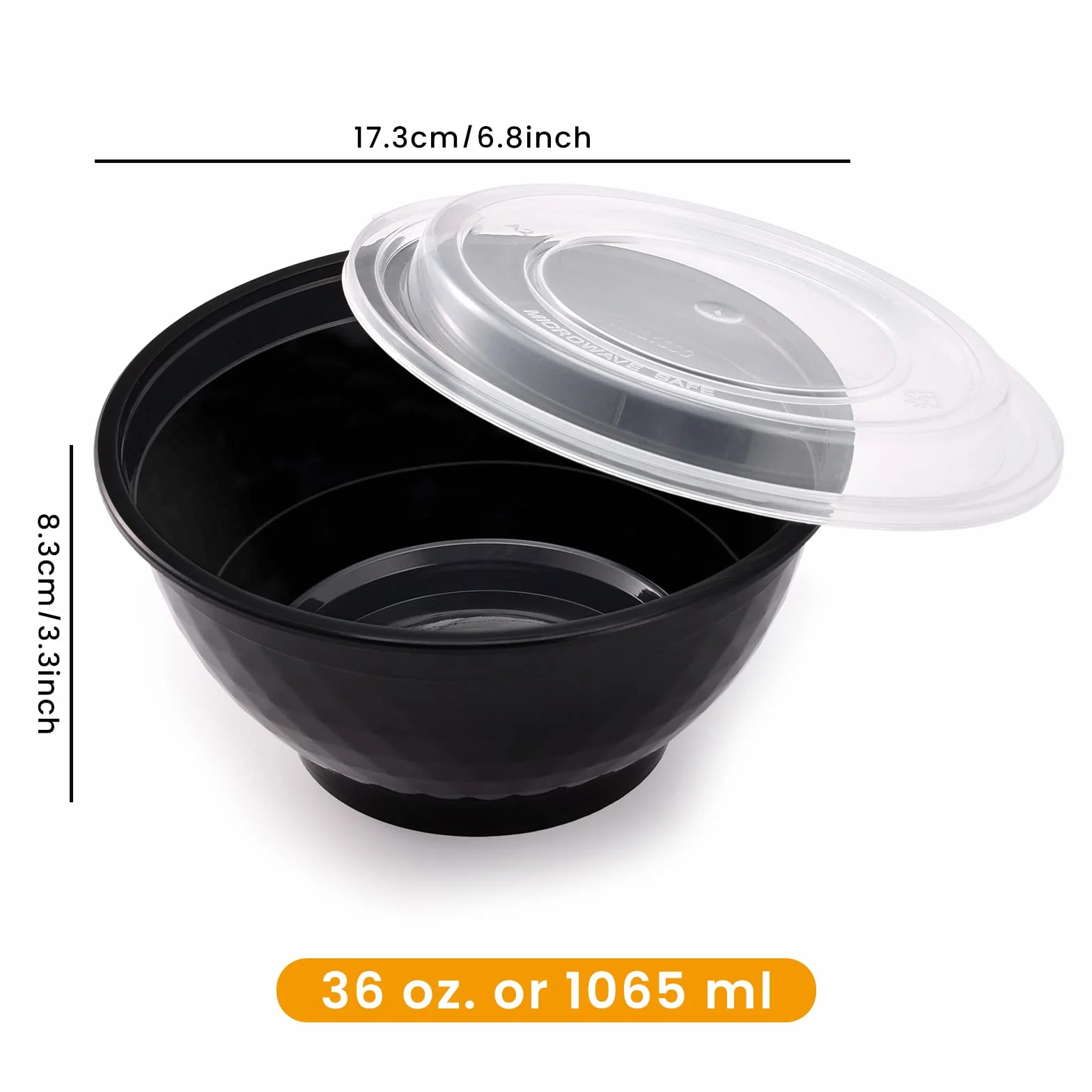 Kitch'nMore Miski do przygotowywania posiłków z pokrywkami, plastikowe pojemniki na żywność z przezroczystymi, szczelnymi pokrywami na makaron, miskę do poke, sałatkę, zupę - zamrażarka, kuchenka mikrofalowa i zmywarka, pojemnik na lunch - 1000 ml, 30-pak