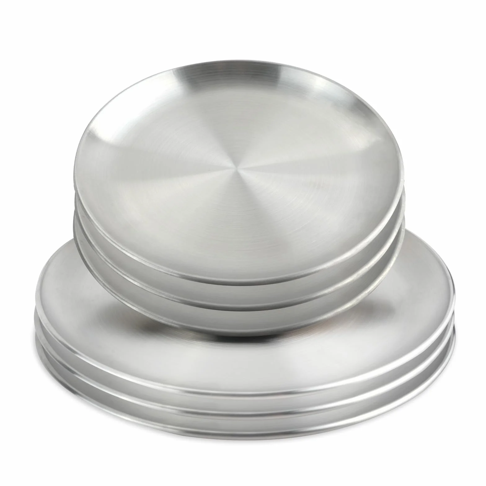 6-częściowy zestaw talerzy ze stali nierdzewnej 18/8, 20,3 i 22,9 cm, metal 304, zestaw talerzy obiadowych dla dzieci i dorosłych, okrągłe talerze do serwowania restauracji, przystawek, śniadania w