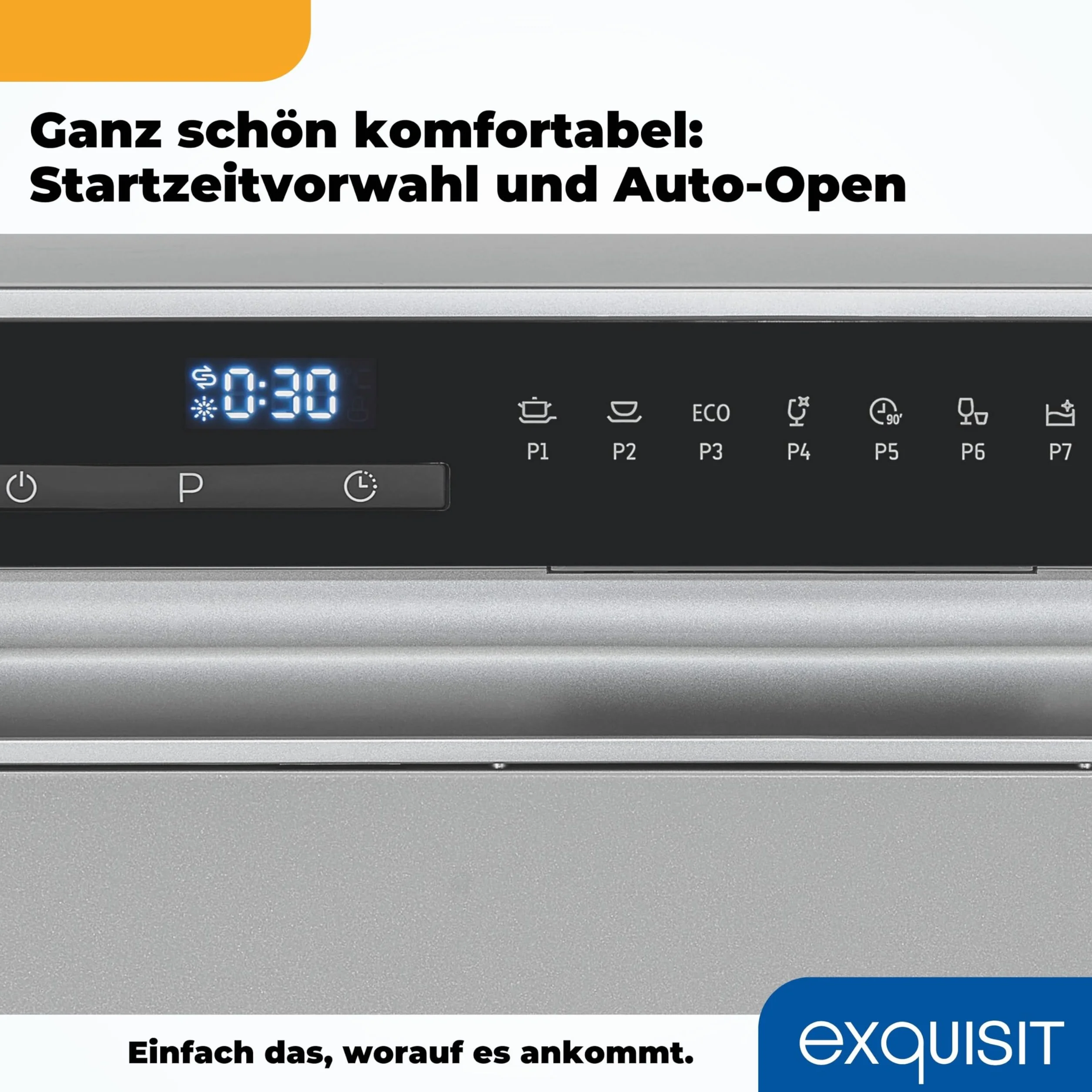 Exquisit Zmywarka stołowa GSP508-030D srebrna | zmywarka 55 cm wolnostojąca | mała zmywarka do naczyń 8 rozmiarów | zmywarka stołowa wyświetlacz LED
