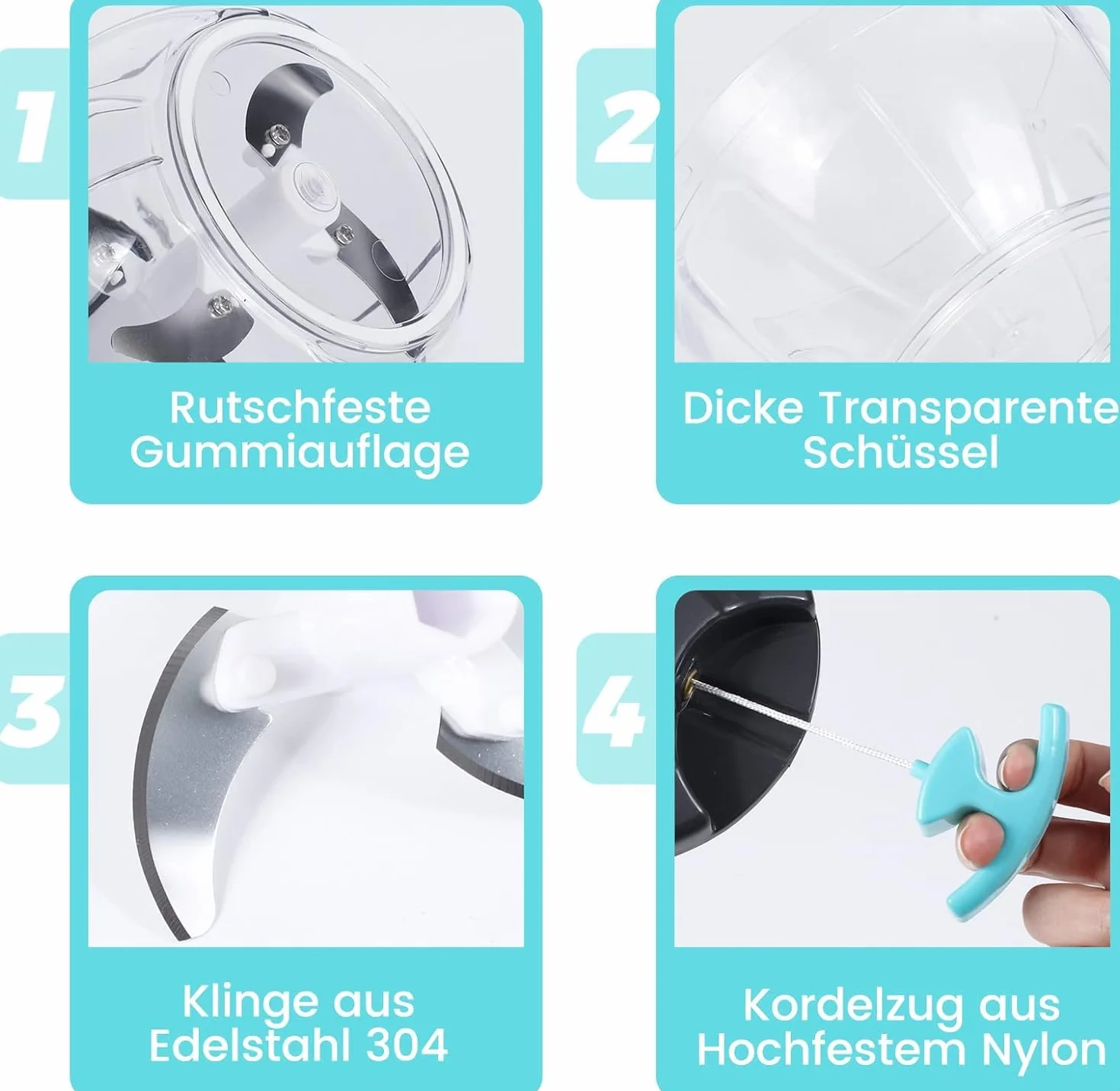 Krajalnica do cebuli, 520 ml Krajalnica do warzyw Ręczny siekacz do cebuli ze wspomaganiem, siekacz do cebuli Siekanie i miksowanie w 10 sekund Zwiebelschneider (Grau Blau)