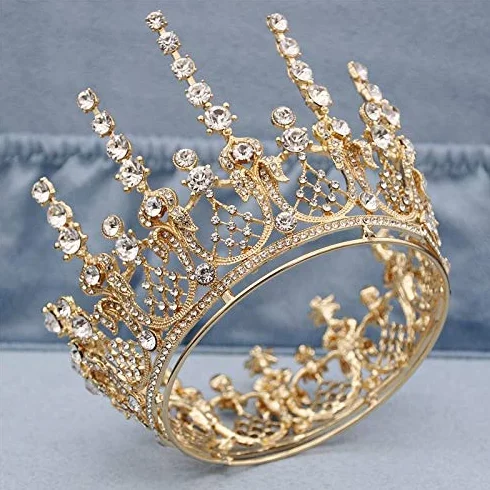 Biżuteria do włosów Tiary dla kobiet zabytkowe romantyczne pełne okrągłe królowa Tiara Koronki Konkurs