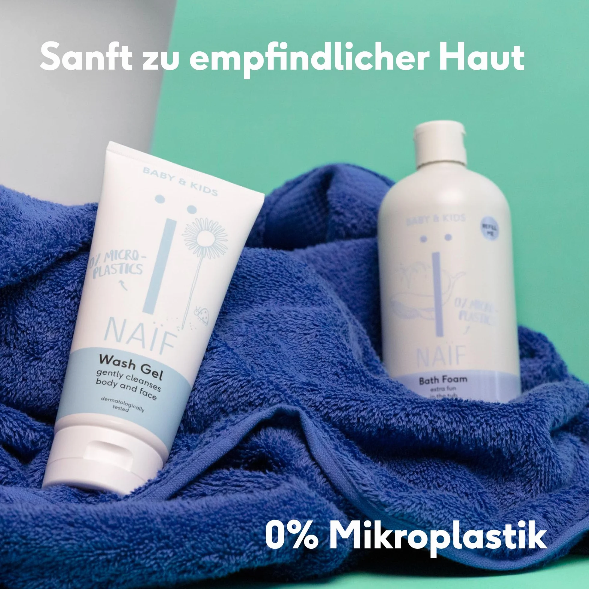 Naïf - Odżywcza pianka do kąpieli - z olejem z nasion bawełny - dla niemowląt i dzieci - Bez SLES, mikroplastików, parabenów i oleju mineralnego - 500ML