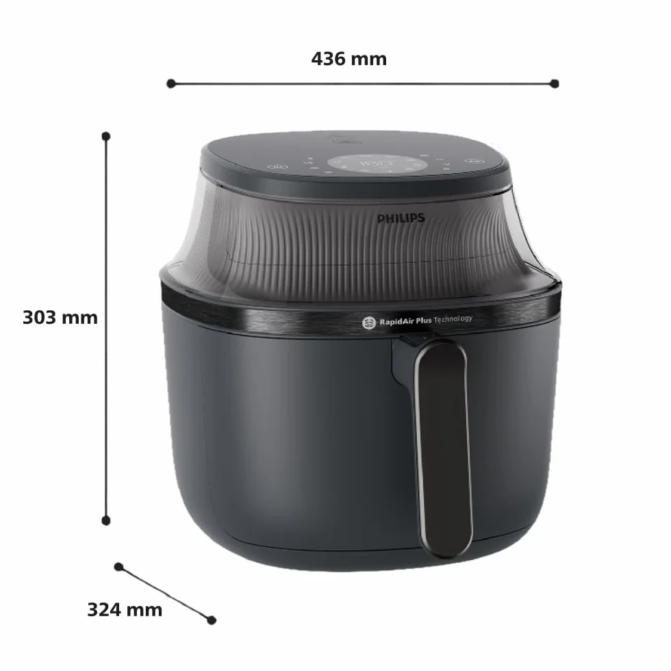 Philips Ovi Seria 3000 – Premium Airfryer, 6,2 l z okienkiem, technologia RapidAir Plus, 16 sposobów gotowania, o 90% mniej tłuszczu, łatwe czyszczenie, ekran dotykowy, oszczędność energii (NA330/00)