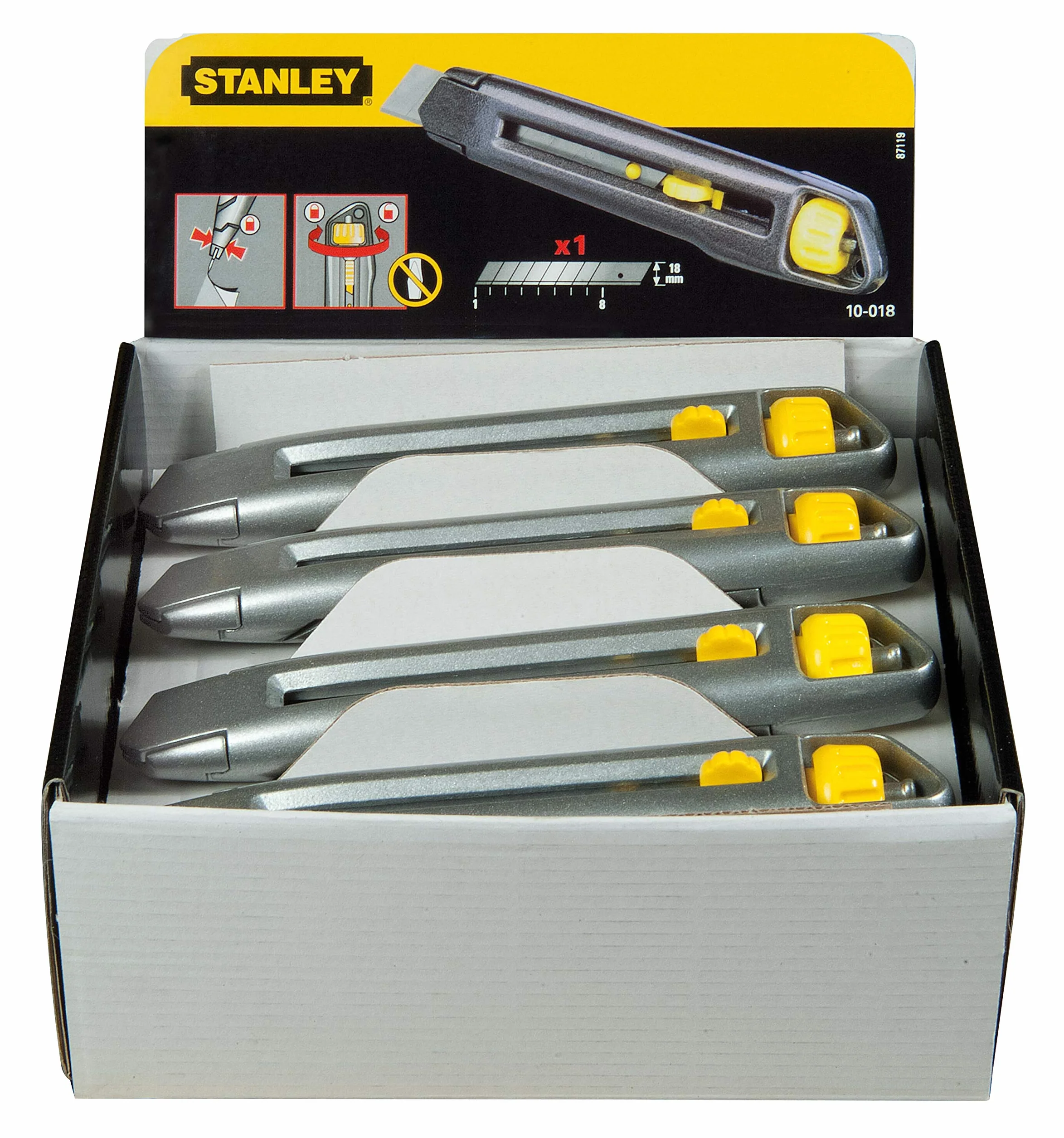 STANLEY Profesjonalny Nóż segmentowy interlock 18mm dla profesjonalistów i majsterkowiczów do codziennego użytku 18mm