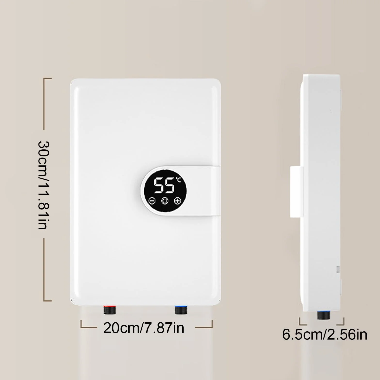 Hancaner Natychmiastowy elektryczny podgrzewacz wody 5500 W z wyświetlaczem LED, cyfrowa regulacja temperatury do łazienki i kuchni (wtyczka UE 230 V)