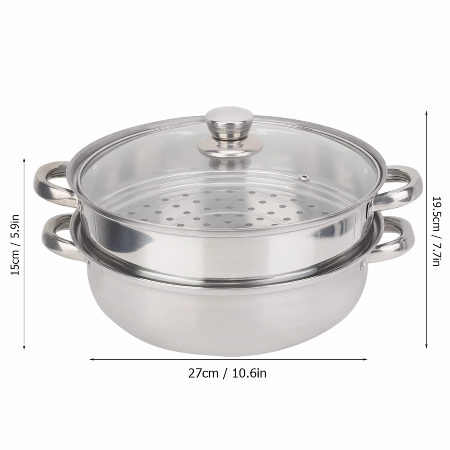 Zestaw do gotowania na para, garnki z nierdzewnej stali 27 cm / 11 cali, 2-warstwowy design P