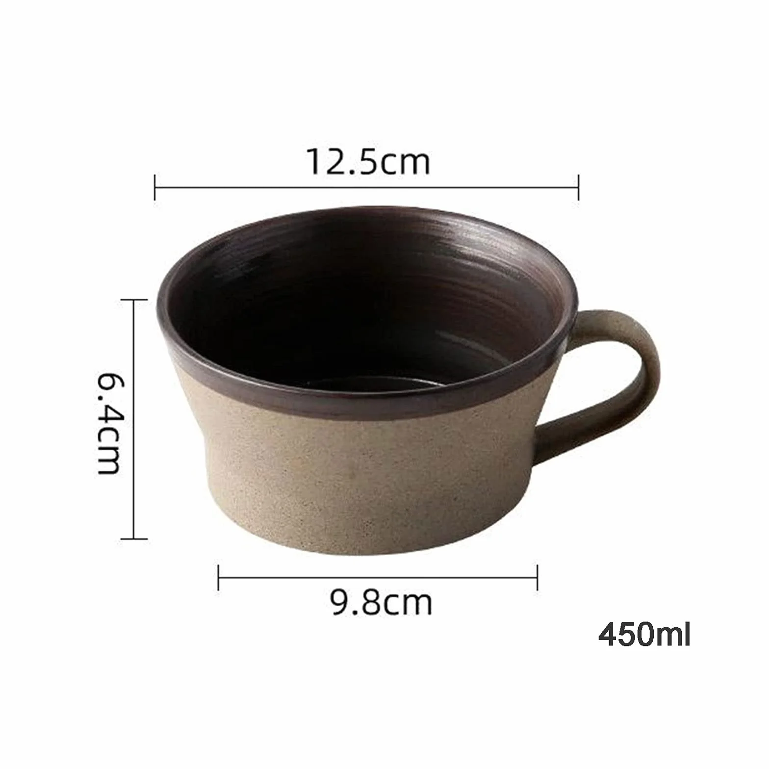 Kubki do kawy Porcelanowy Duży kubek do kawy z uchwytem 430 ml Duży kubek do herbaty Retro spiralny design Szeroki kubek do cappuccino, kawy latte, zupy, herbaty, płatków, zestaw kubków do lodów (kolor: A)