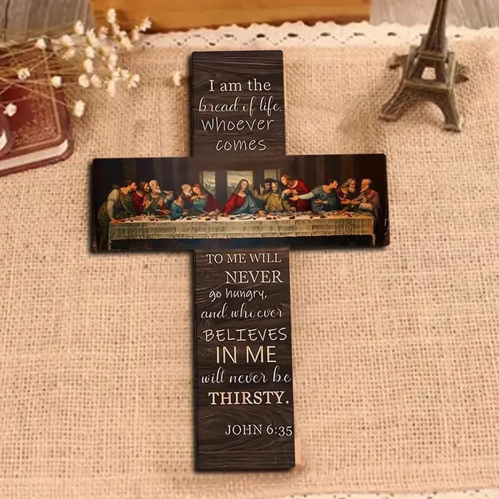 TTPSRY Dekoracyjny krzyż drewniany Ostatnia Wieczerza Inspirująca biblijna ściana religijna sztuka chrześcijańska chrześcijańskie święte pismo