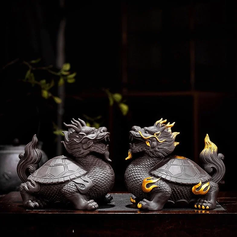 Zwierzęta herbaciane Purple Sand Dragon Turtle Tea Czapka z daszkiem, dekoracja wejściowa, domowy stolik do herbaty, zestaw do herbaty Kung Fu, Zen Ceremonia herbaty Figurki dla zwierząt domowych (A)