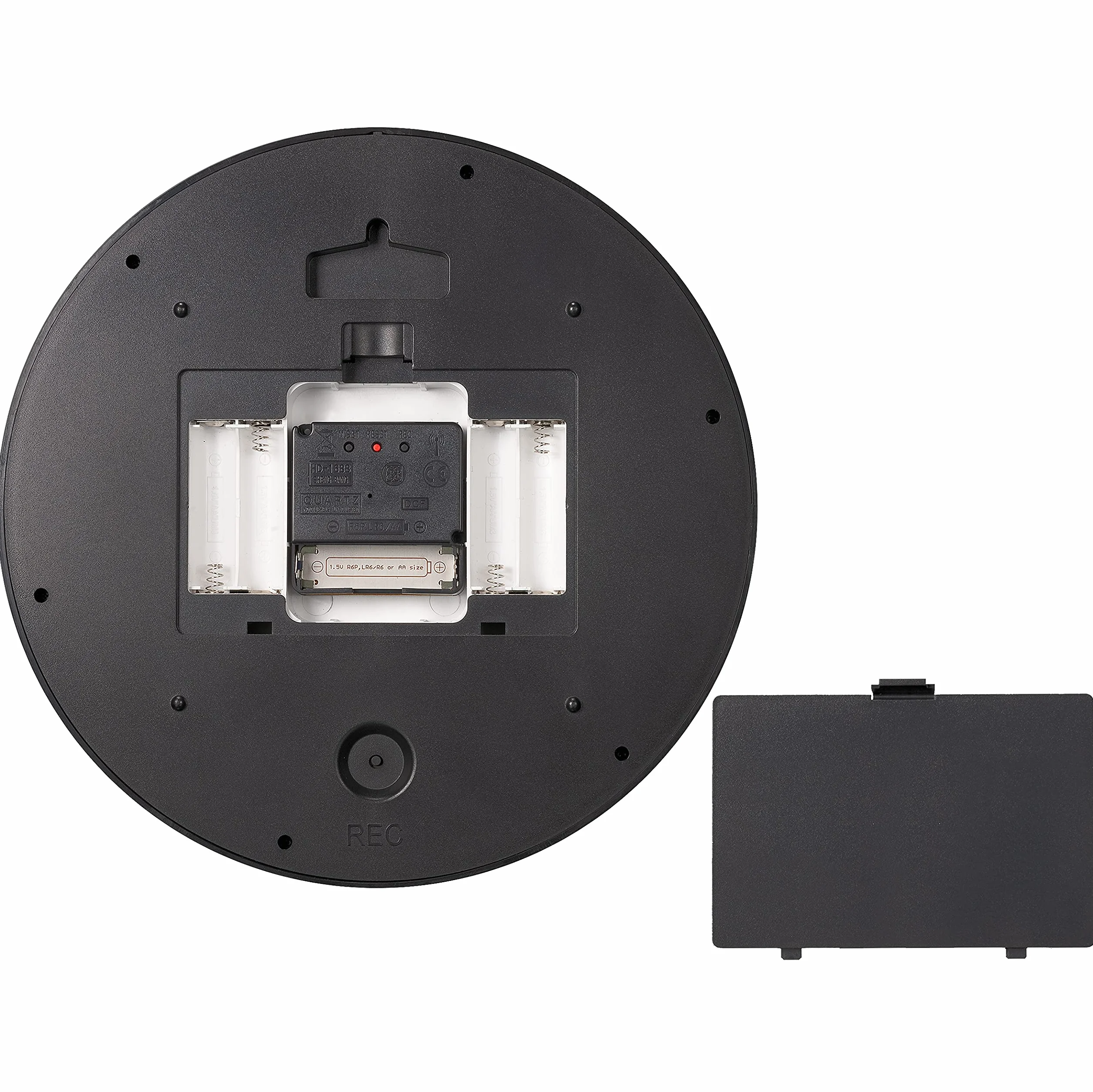 Bresser Zegar radiowy MyTime LEDsec z tarczą 24 cm, wyświetlaczem sekundnika LED, temperatura wewnętrzna i bezgłośny mechanizm zegarowy, czarny