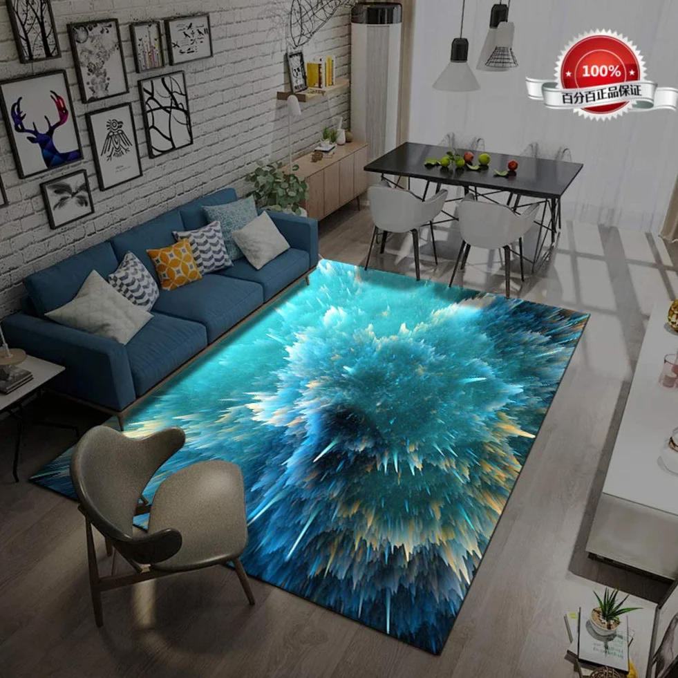 Ulepszona mata antypoślizgowa do domu nadaje się do prania do sypialni nauka salonu dekoracja bożonarodzeniowa, 3D burst wzór nieba dywan luksusowy super miękki tył 140*200 cm