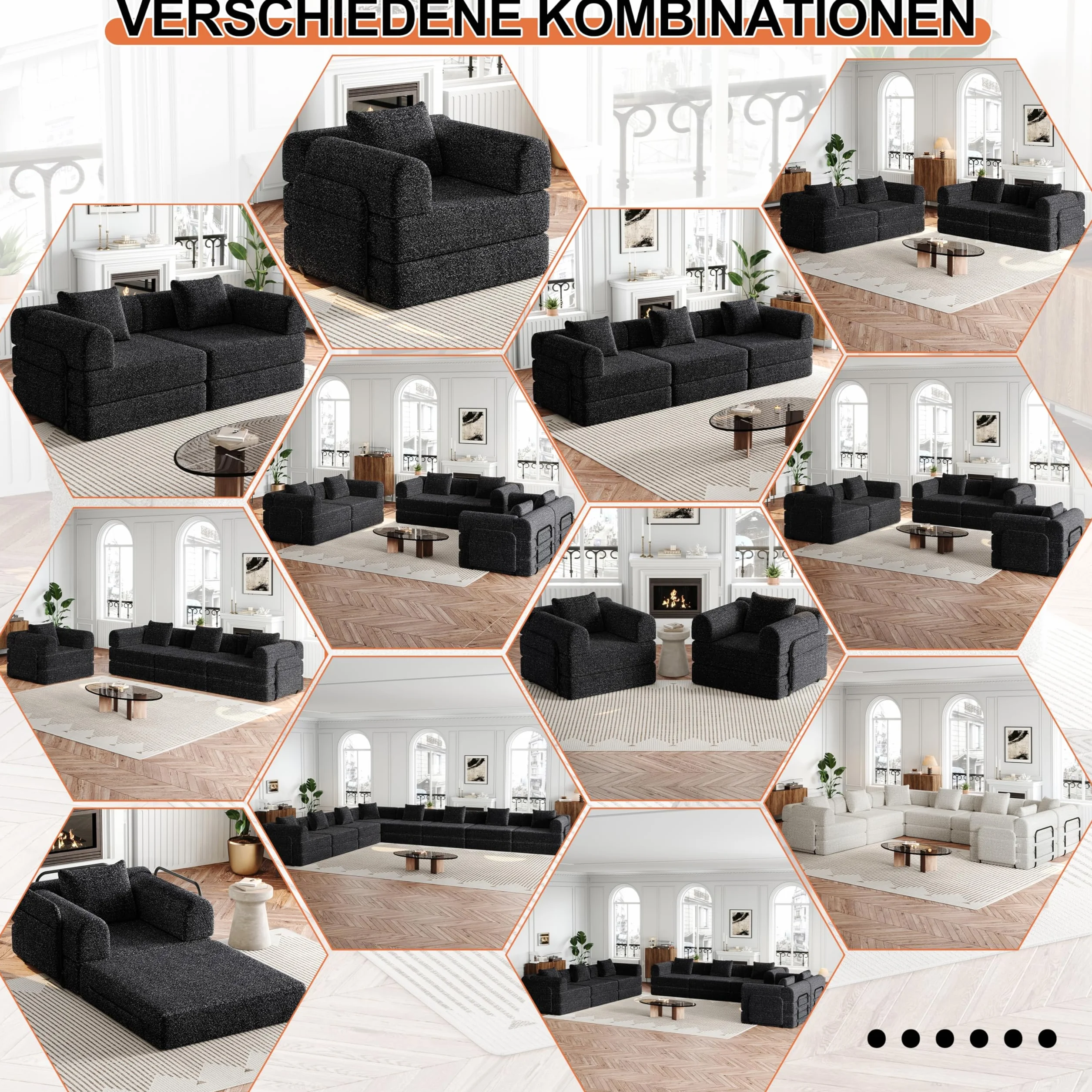 Sofa do spania 2 w 1 ze schowkiem w podłokietniku, sofa podłogowa z poduszką na plecach, metalowa rama, szenilowa, do salonu, sypialni, 183,8 x 91,4 cm, czarna