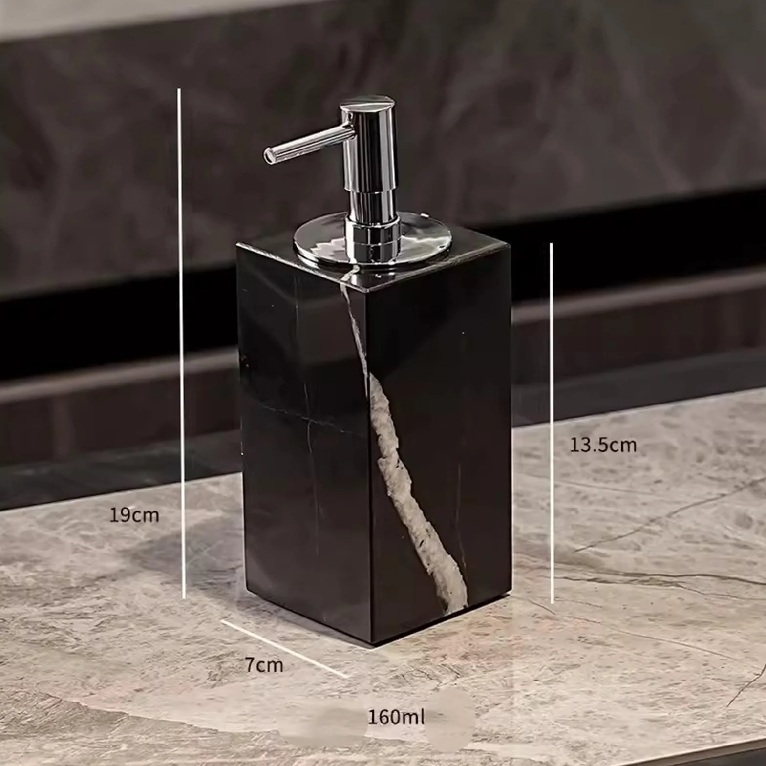 Dozownik mydła 140 ml marmurowy dozownik mydła, dozownik mydła do rąk i naczyń, do blatu łazienkowego, dekoracja zlewu kuchennego, butelka mydła