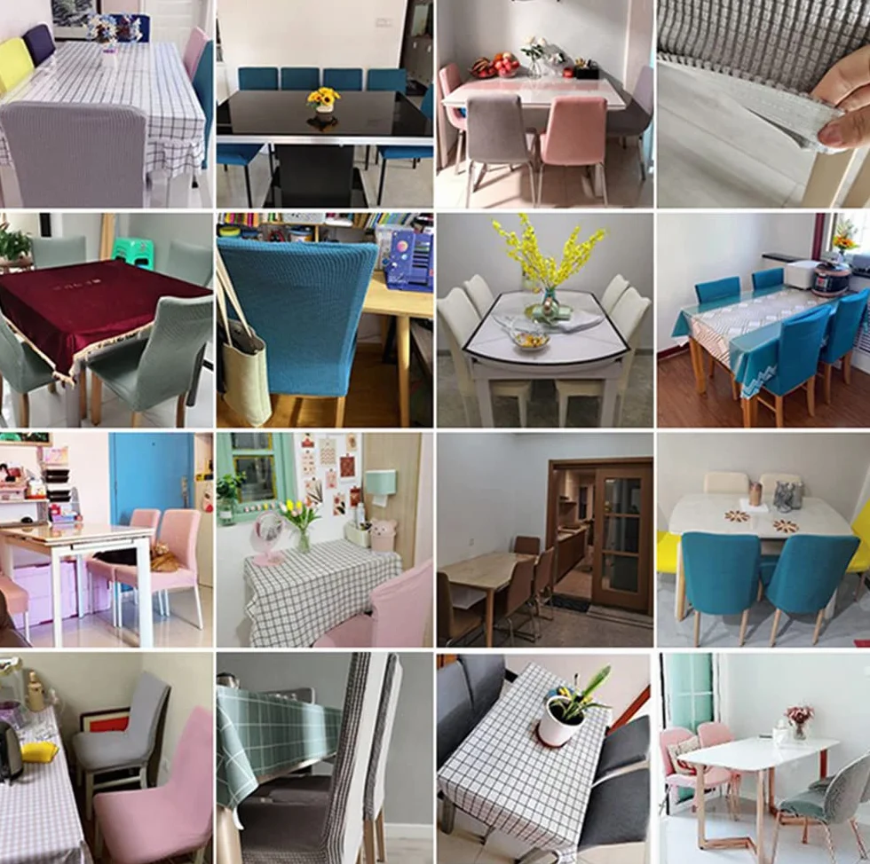 Pokrowce na krzesła, zestaw 4 sztuk, zdejmowane, elastyczne, nadają się do prania, do domu, kuchni, hotelu, restauracji, na bankiet, wesele, imprezę, zielono-żółte