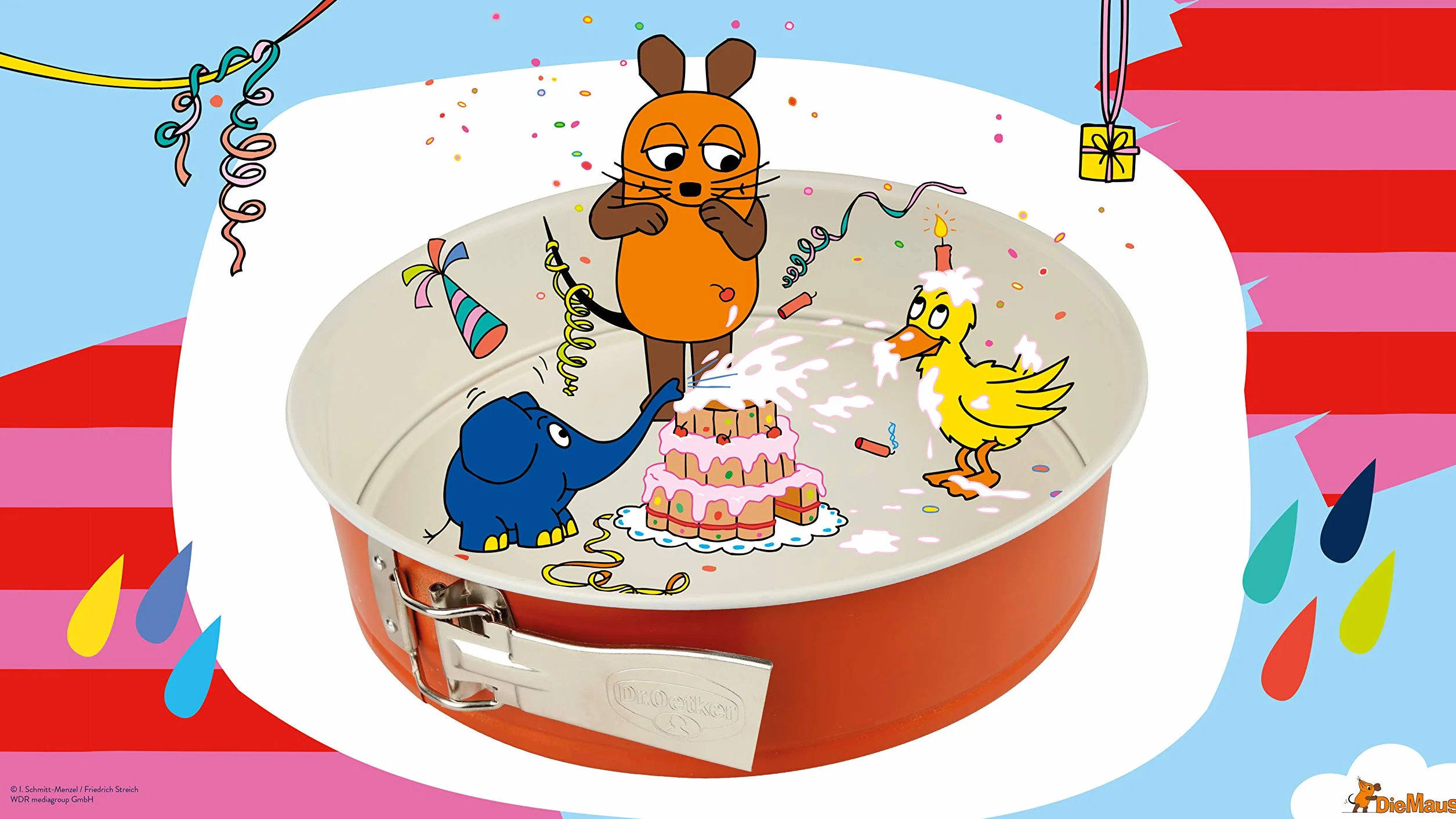Dr. Oetker Tortownica Ø 26 DieMaus, okrągła forma do pieczenia, wysokiej jakości forma do ciasta z blachy stalowej, forma ze wzmocnioną ceramiką powłoką zapobiegającą przywieraniu (kolor: