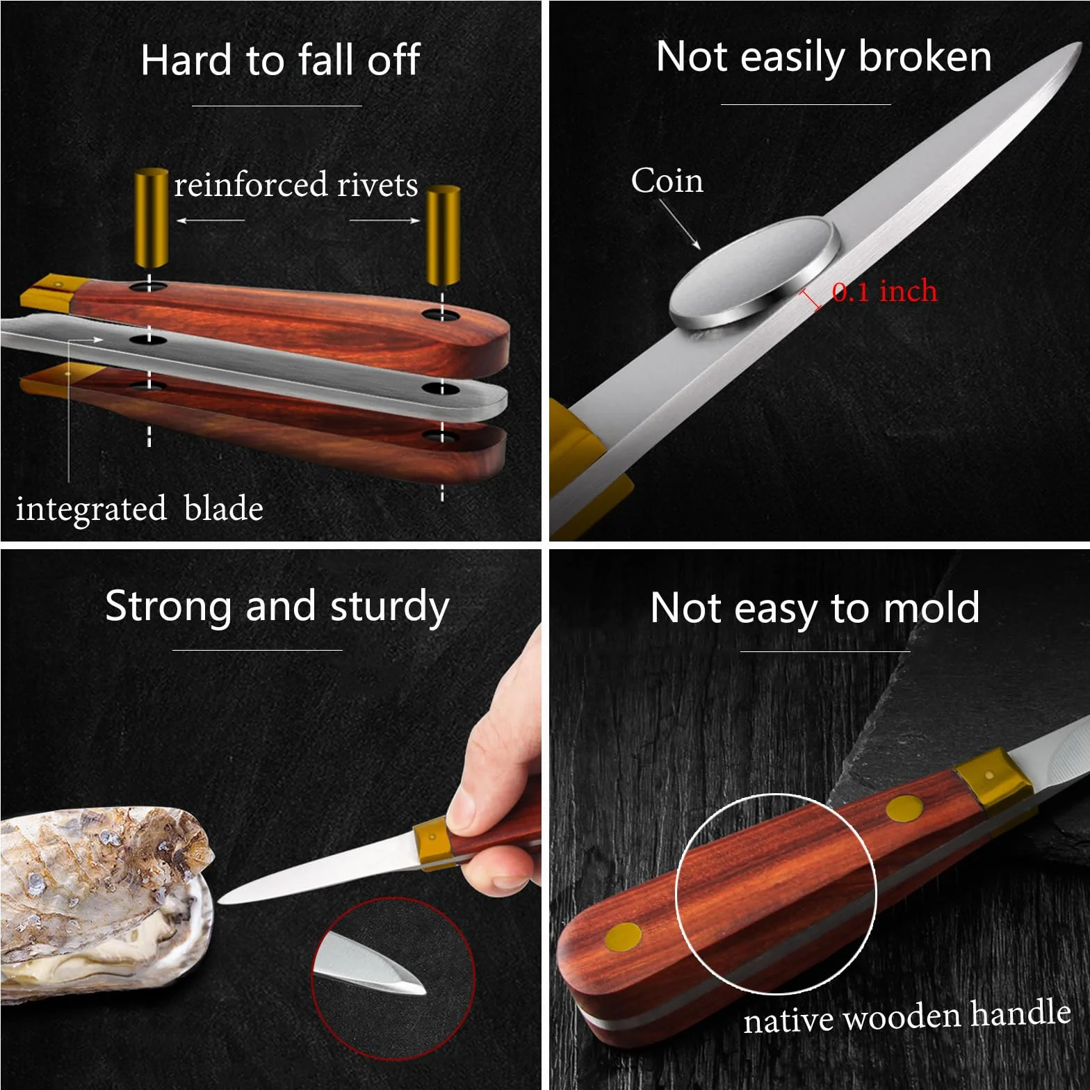 SPEENSUN Nóż Oyster Shucking, niełatwy do złamania i zginania ze wzmocnieniem ostrzy, bezpieczniejszy dzięki nożowi ostrygowemu i rękawicom (2 noże i 1 rękawica L)