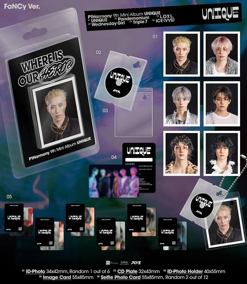 P1Harmony UNIQUE [FaNCy 6 Ver Set] 9th mini album + dodatkowe karty fotograficzne