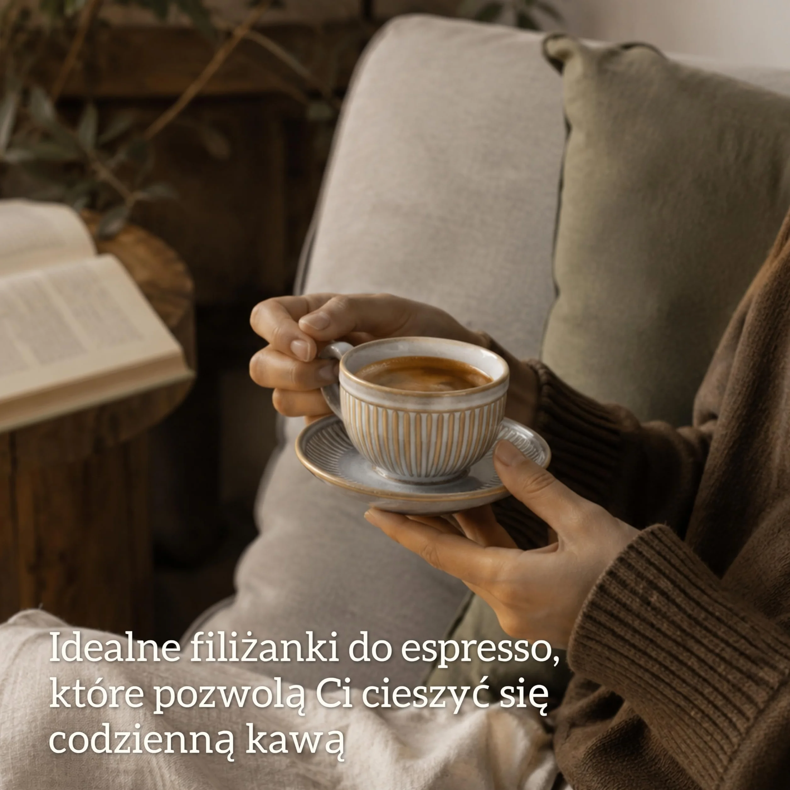 Zestaw 6 filiżanek do espresso ze spodkami 90ml - Zestaw filiżanek do espresso z kamionki - Grubościenne filiżanki do kawy z uchwytem - Ręcznie wykonane filiżanki do kawy barista