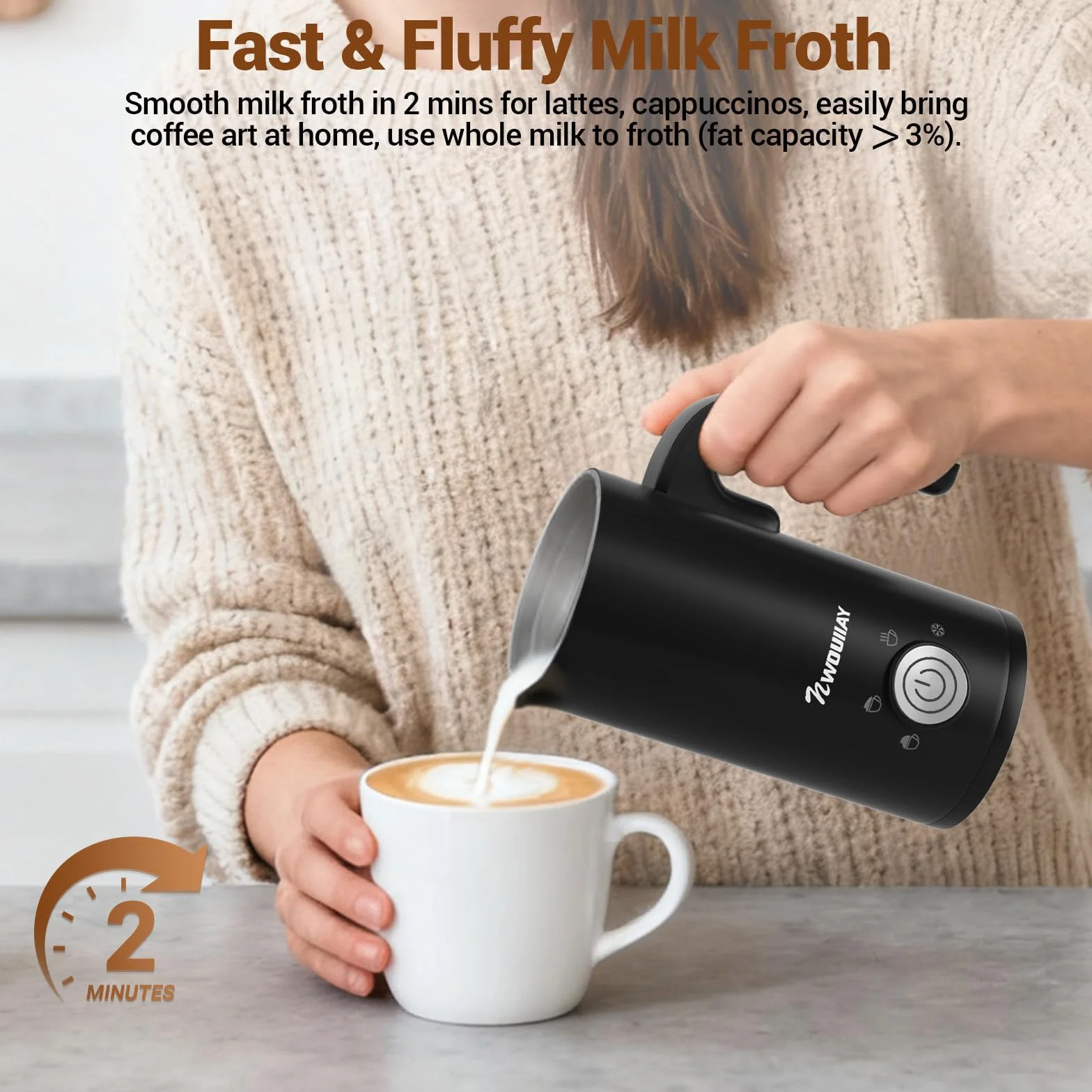 4-w-1 Elektryczny spieniacz do mleka 600W Automatyczny spieniacz do mleka o pojemności 300 ml do gorącej i zimnej pianki mlecznej, latte, cappuccino