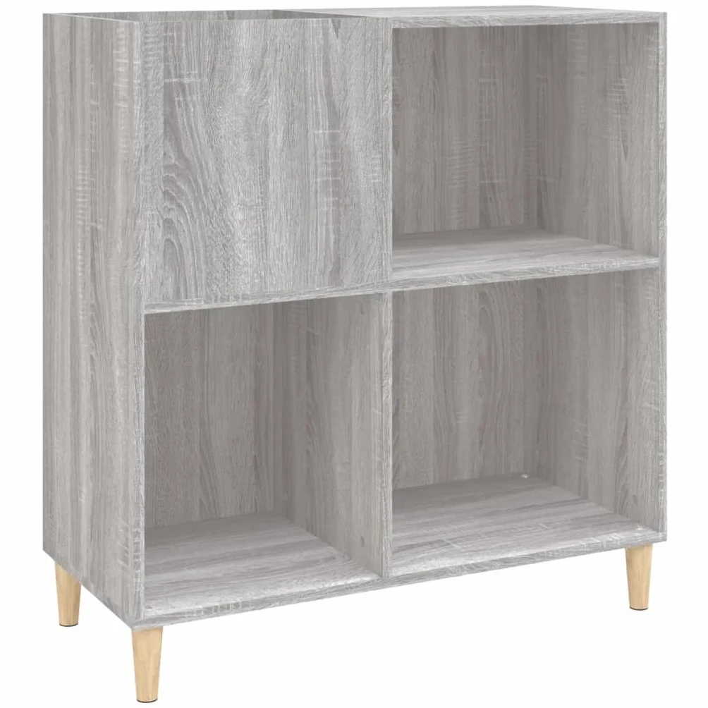 Sonoma szafka panelowa, szara, 84,5 x 38 x 89 cm, materiał drewnopochodny, winylowa szafka do przechowywania z drewnianymi nogami, na płyty gramofonowe, media, biuro, salon