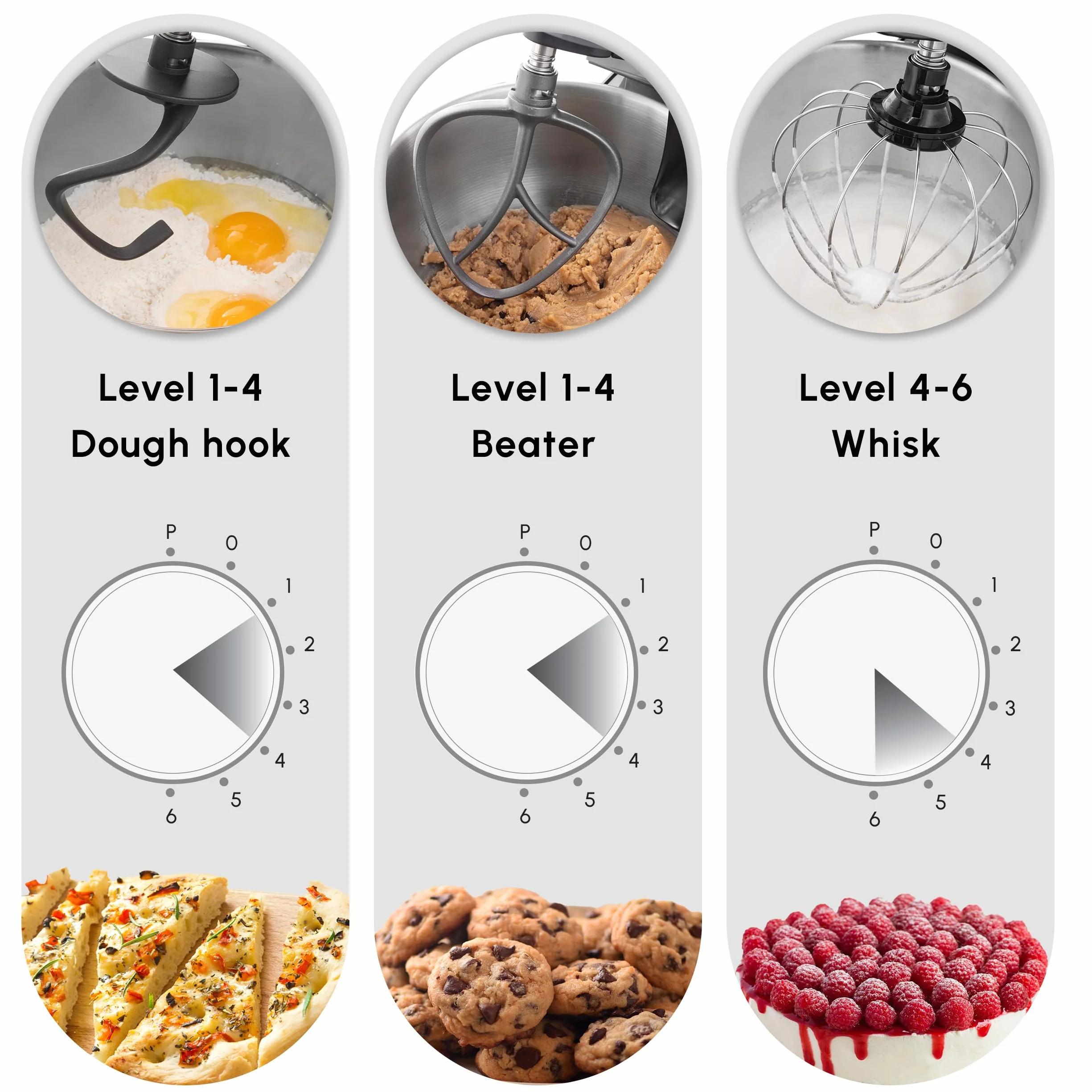 Karaca Mastermaid Chef Pro kuchenka dwuramieniowa, 1500 W, gwiezdna szarość, 1500 W, mikser 5 l, mikser kuchenny, regulacja prędkości, hak do ugniatania, ubijanie,