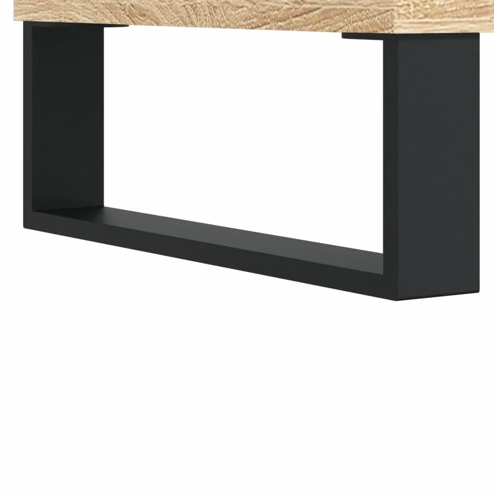 Szafka panelowa, dąb Sonoma, materiał drewnopochodny z żelaznymi nogami, 100 x 38 x 48 cm, miejsce do przechowywania płyt gramofonowych i winylowych płyt LP, stabilna szafka winylowa z półką
