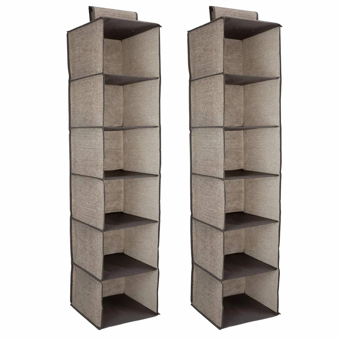 Navaris 2 x organizer do szafy na ubrania - 30 x 30 x 126 cm - zestaw 2 wiszących szafek na ubrania z 6 półkami - brązowy
