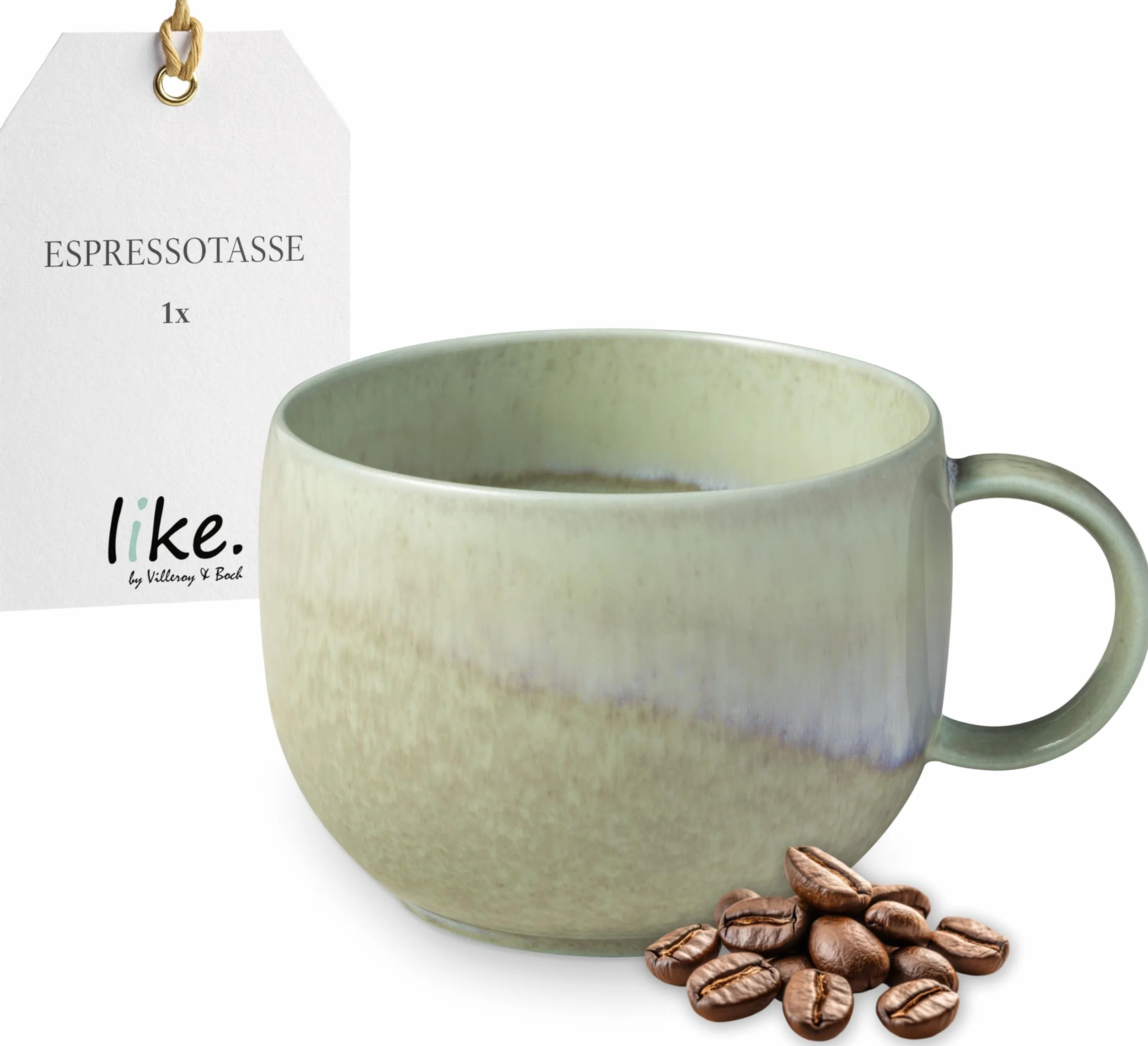 Villeroy & Boch – Perlemor Alga filiżanka do espresso, 60 ml, filiżanka z porcelany Premium do espresso, można myć w zmywarce, można używać w kuchence mikrofalowej, zielona