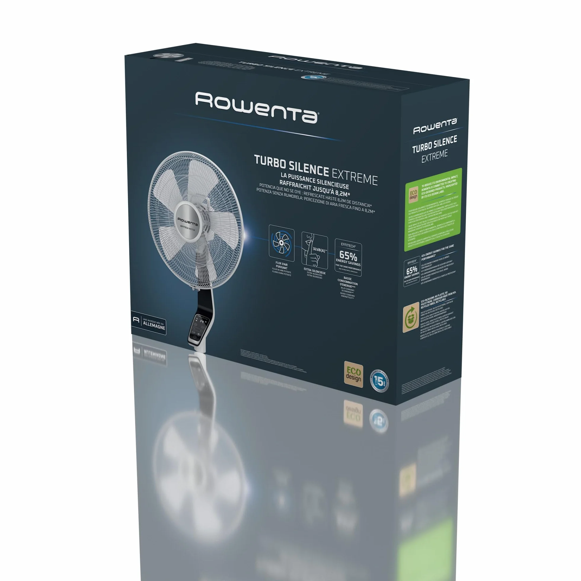Rowenta Turbo Silence Extreme wentylator stojący 32 dB Silent Night 14 prędkości cyfrowy wyświetlacz LED timer pilot biały VU5690F0