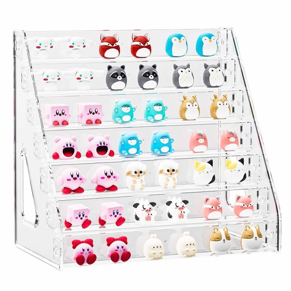 7-poziomowy akrylowy organizer ekspozycyjny z ogrodzeniem, organizer na perfumy, przezroczysta półka ekspozycyjna do domu, biura, sprzedaży detalicznej na figurki Funko zabawki, babeczki