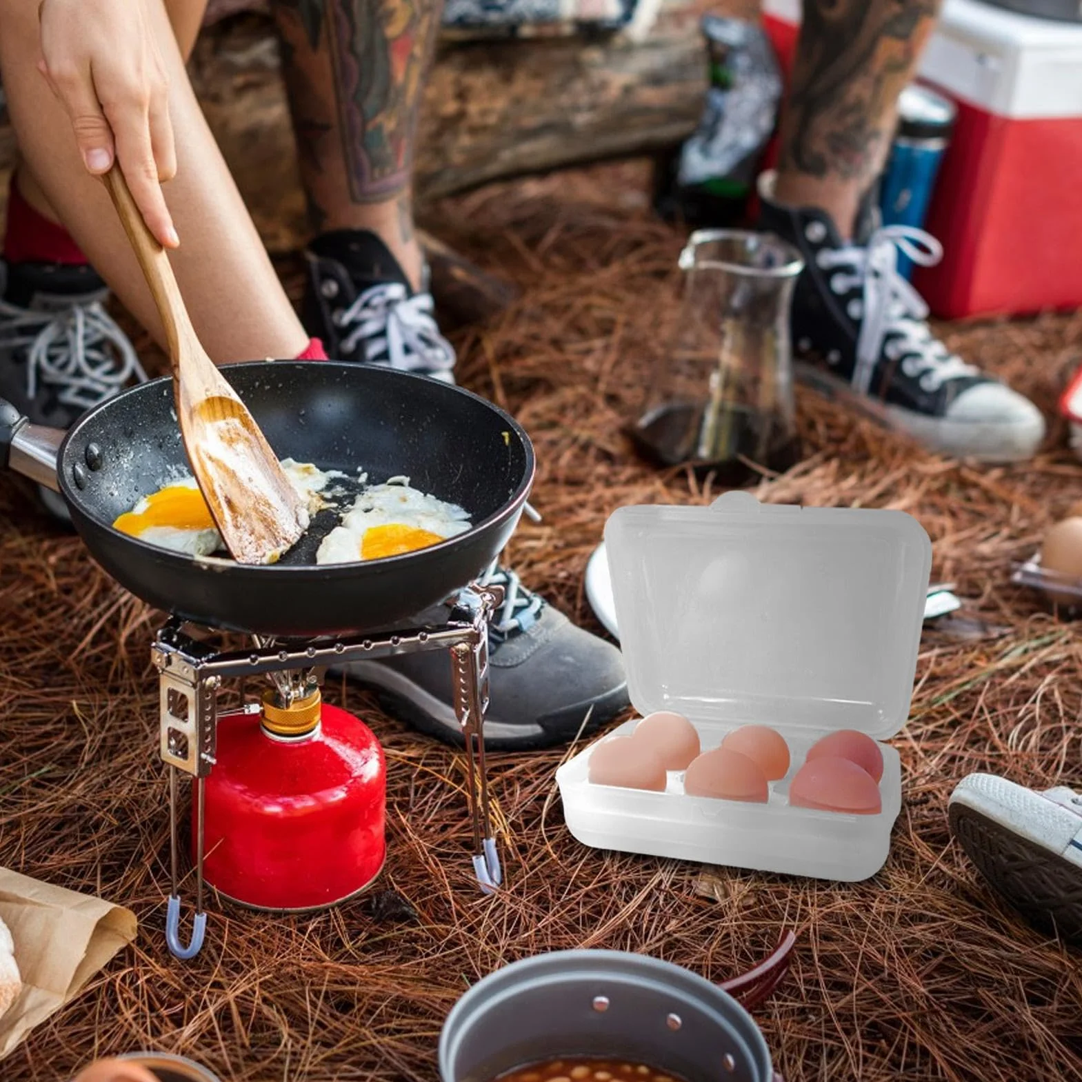 Egg Container, 6-Grid Fridge Storage Box, Shock-Absorbing Egg Holder, 7.87x5.51x2.6 inches Compact Carrier for Kitchen, Outdoor Camping, Picnic Use, Travel and Gift