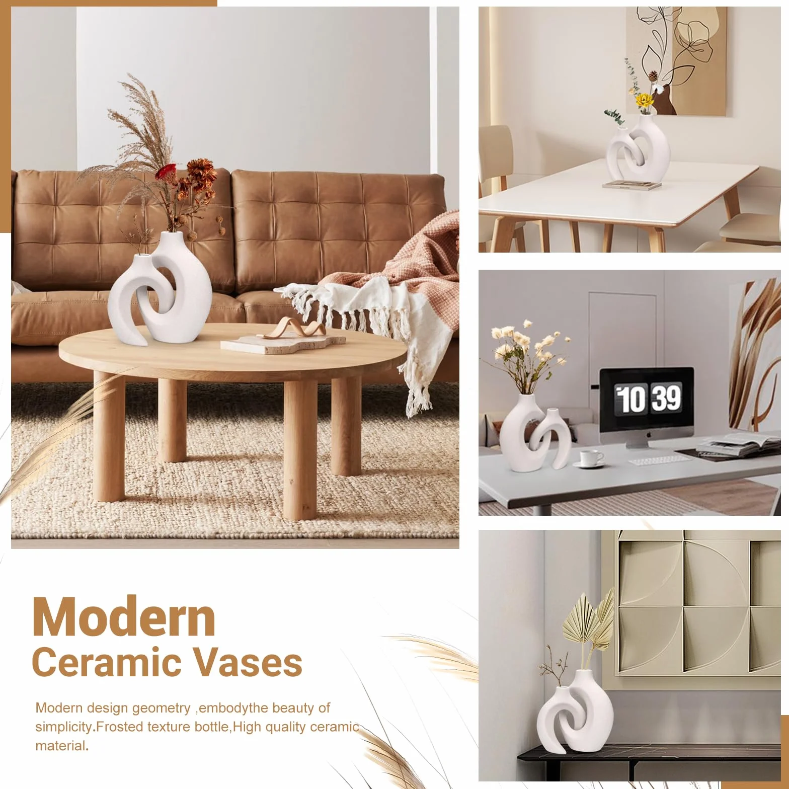 Ceramiczny Wazon, Designerski Wazon, Biały Wazon Na Kwiaty, Nowoczesna Dekoracja Wazonu Stołowego