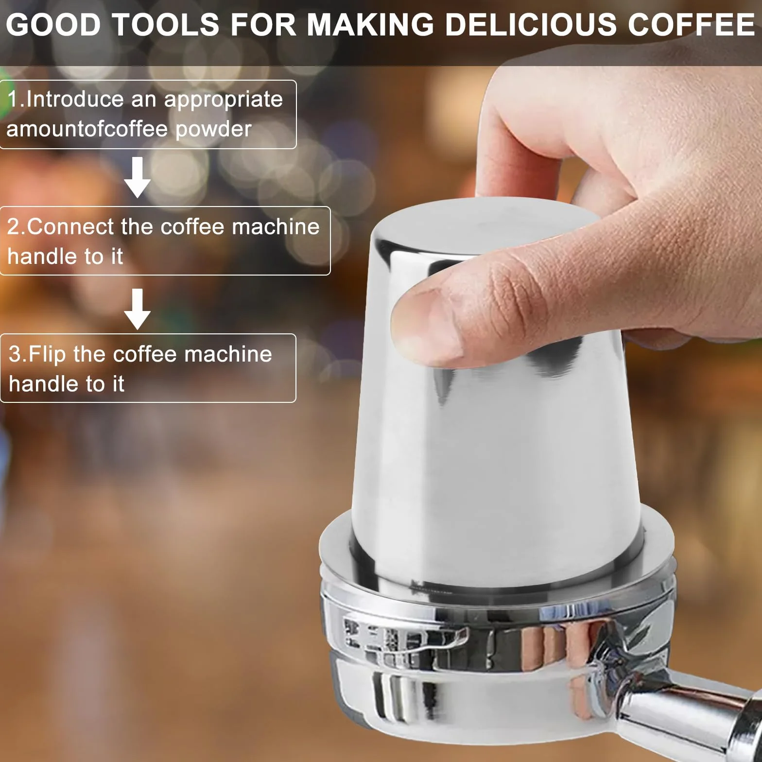 APOMOONS 58 mm kubek dozujący i igła do espresso, ze stali nierdzewnej, kubek dozujący do kawy, akcesoria do uchwytu sitowego do kawy, herbaty i espresso, część do doprowadzania proszku, młynek do
