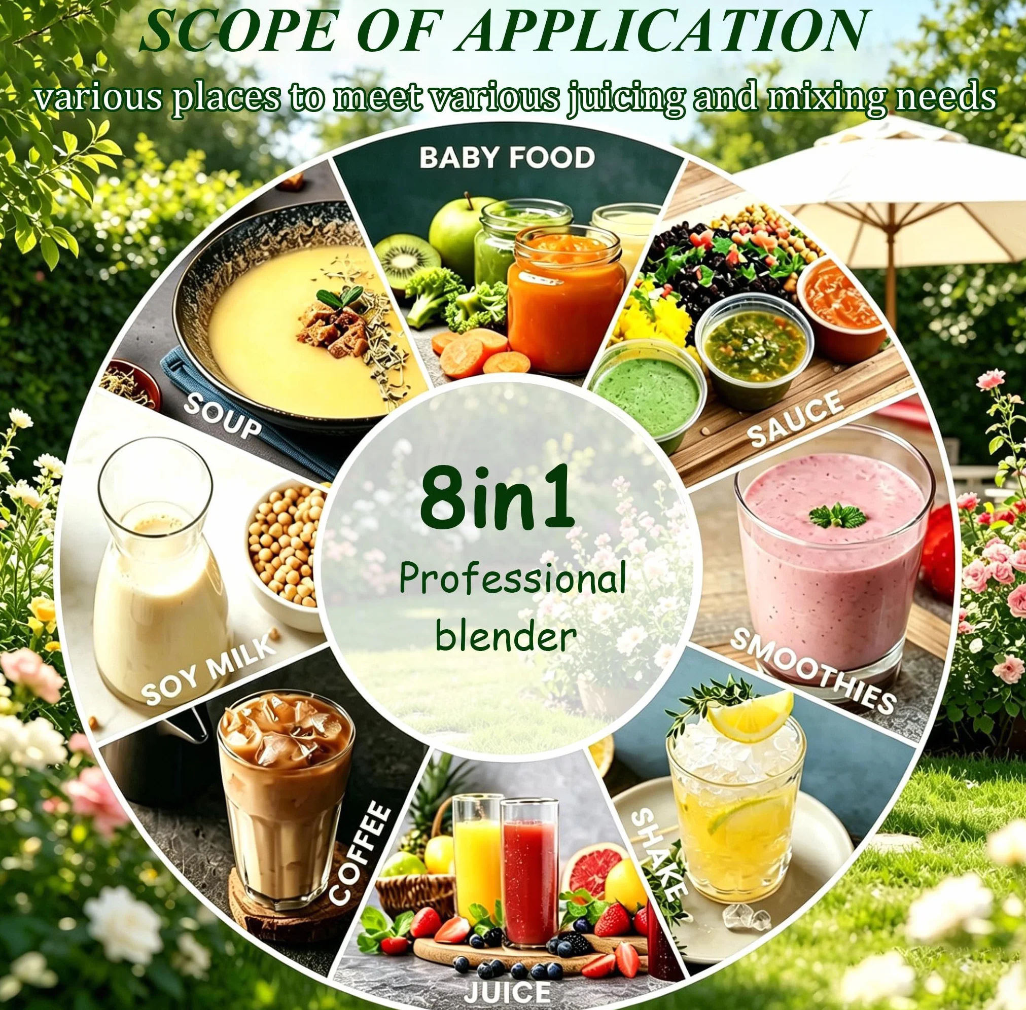 Dźwiękoszczelny Blender Komercyjny 1,8 l z Pokrywą, 22000 obr./min, 5 Prędkości, do Mrożonych Soków i Smoothie
