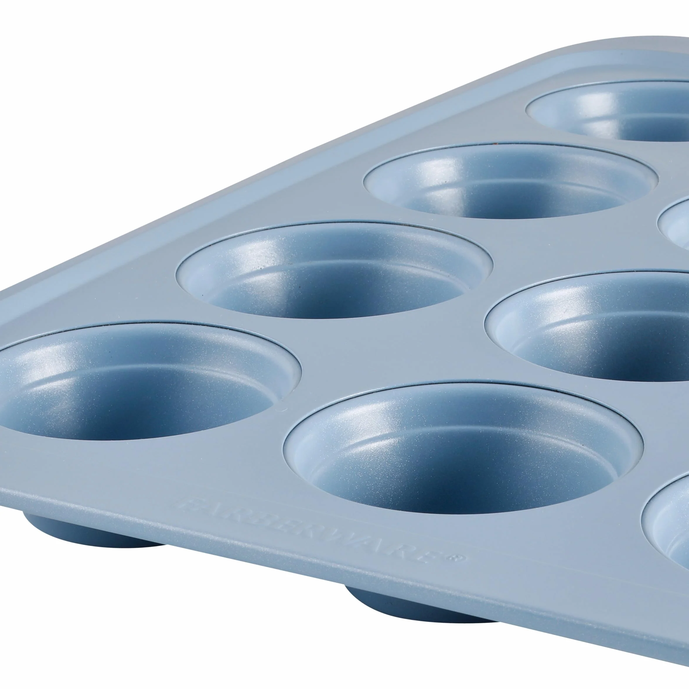 Farberware Easy Solutions nieprzywierająca forma do pieczenia muffinek/babeczek, 12 filiżanek z liniami wypełniającymi - niebieska