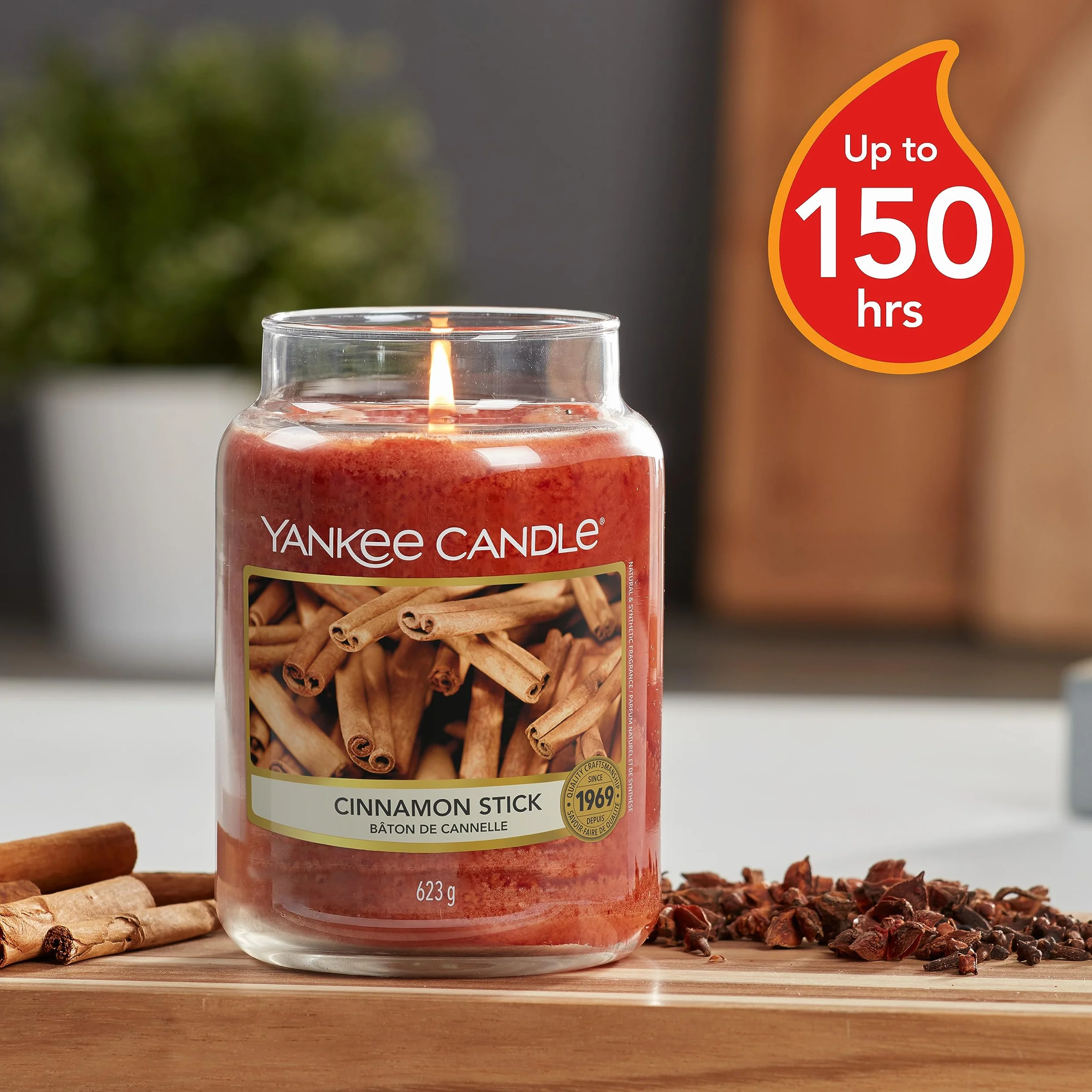 Yankee Candle Cinnamon Stick Świeca, Szkło, Brązowy, L