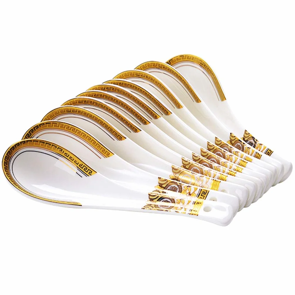 Trwałe łyżki zestaw łyżek porcelana kostna łyżka do zupy mała łyżka azjatycki styl europejski łyżka do zupy 10 sztuk 13 cm długa łyżka obiadowa