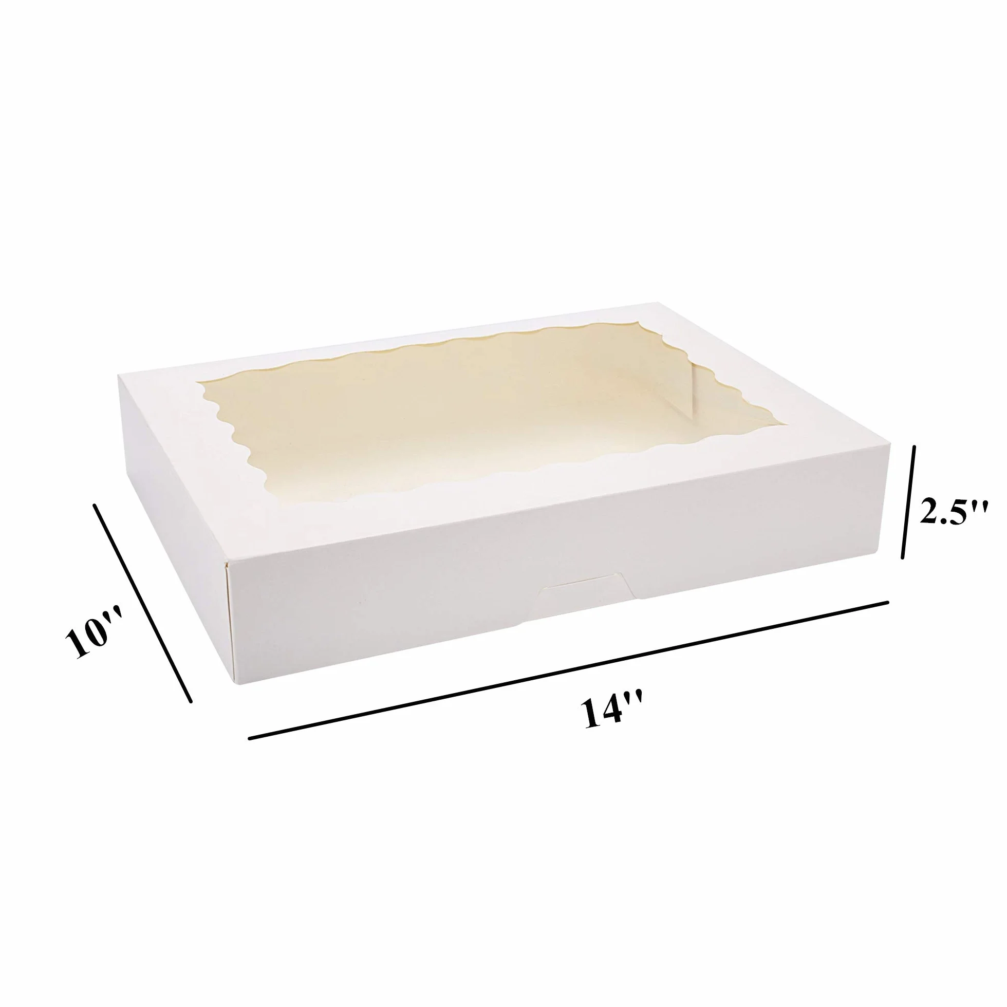 Tcoivs Pudełka do pieczenia 35 x 25 x 6,3 cm, pudełka na ciasteczka, automatyczne wyskakujące pudełka na smakołyki z okienkiem na pączki, ciasta, babeczki i wypieki (białe)