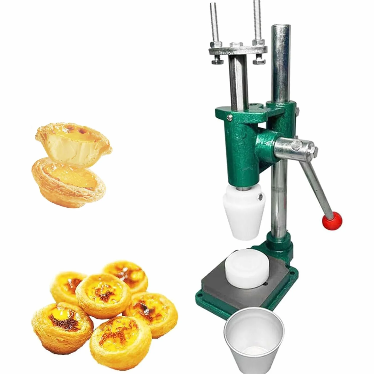 Custard Tart Presser do użytku domowego i komercyjnego, Łatwa czysta podstawa żeliwna, narzędzie do pieczenia żywności, wydajny hand crank pie Shell Maker, kompaktowy gadżet kuchenny do sklepu z ciast