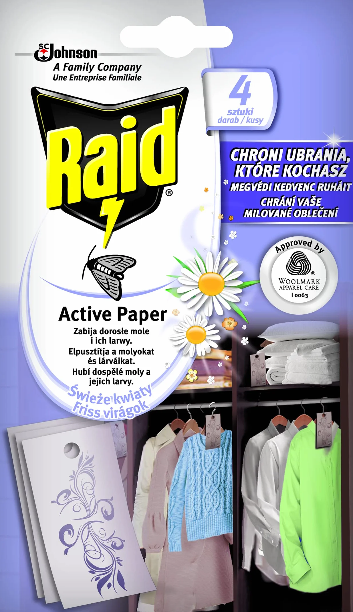 Raid Aktywne Zawieszki Przeciw Molom Ubraniowym, 4 Sztuki
