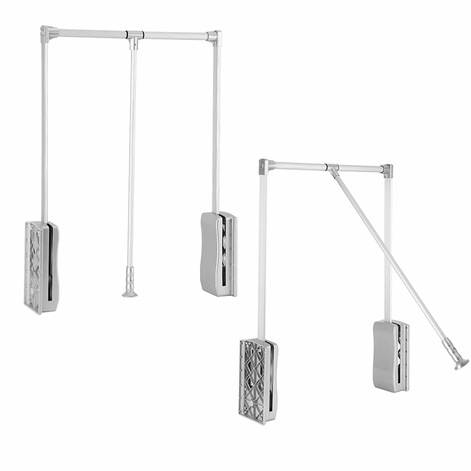 Regulowany pneumatyczny system szyn na ubrania (600-830 mm) do bezproblemowego podnoszenia i opuszczania, łatwy dostęp, oszczędność miejsca, konstrukcja do domu i szafy