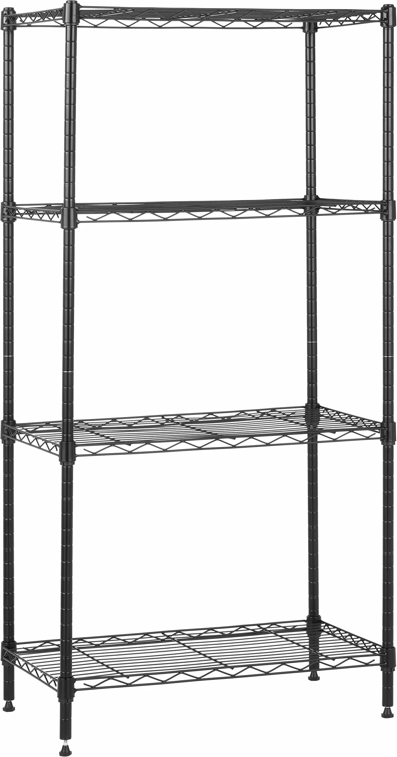 Amazon Basics Wąska szafka do przechowywania, z 4 półkami o regulowanej wysokości, z nóżkami poziomującymi, udźwig maksymalny 363 kg, 60,1 x 35,6 x 121,9 cm (gł. x szer. x wys.), czarna