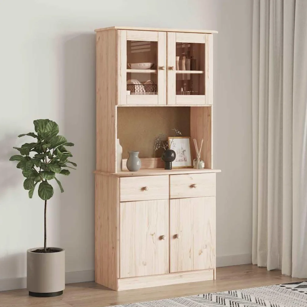 vidaXL Kredens ALTA, 77x35x165 cm, lite drewno sosnowe, wysoka szafka, mebel do salonu, szafka do salonu, szafka, szafka boczna, drewniany kredens