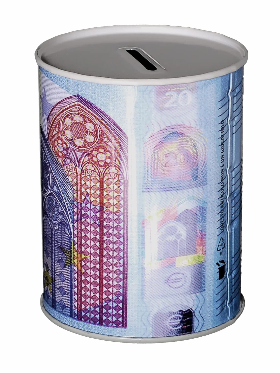 Skarbonka na pieniądze z papieru na monetę Banknoty z metalu nieotwieralnego (banknot 20 euro) 11 x 8,5 cm