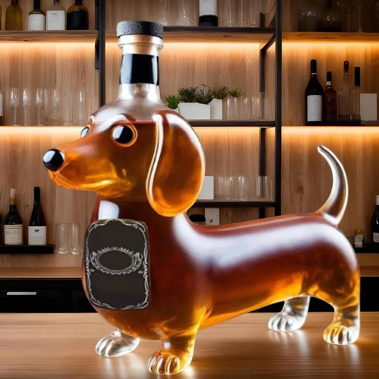 Jamnik butelka na whisky dla, karafka 3D, jamniki, butelki na wino, szklane butelki z pokrywkami, ozdoba dla kiełbasy, pojemnik na wino do baru, domu, na parapetówkę
